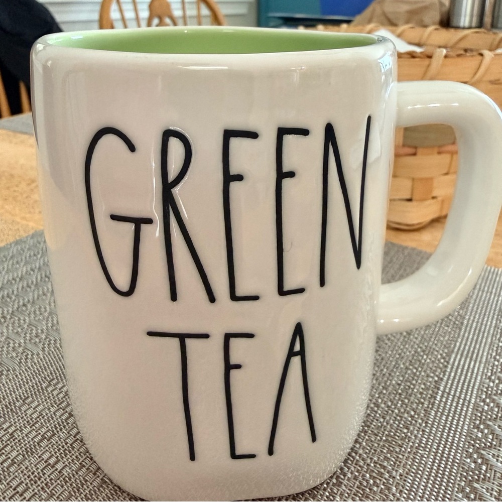 Rae Dunn Stylish White and Green Tea Mug‎ Artisan Collection by Magenta